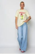 T-shirt κοντομάνικο με στάμπα strawberry matcha κίτρινο