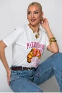 T-shirt κόντομάνικο με στάμπα parisienne λευκό