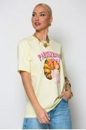 T-shirt κόντομάνικο με στάμπα parisienne κίτρινο