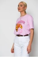 T-shirt κόντομάνικο με στάμπα parisienne ροζ
