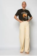 T-shirt κόντομάνικο με στάμπα parisienne καφέ
