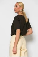 T-shirt κόντομάνικο με στάμπα parisienne καφέ