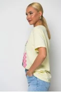 T-shirt κοντομάνικο με στάμπα matcha iced latte κίτρινο