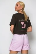 T-shirt κόντομάνικο με στάμπα margarita καφέ