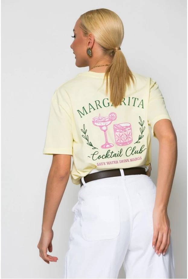 T-shirt κόντομάνικο με στάμπα margarita κίτρινο