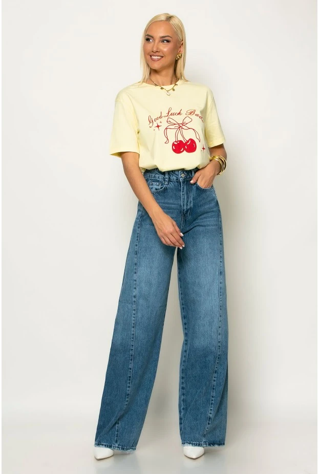 T-shirt κοντομάνικο με στάμπα cherry κίτρινο