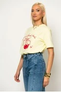 T-shirt κοντομάνικο με στάμπα cherry κίτρινο