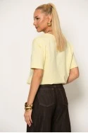 T-shirt με στάμπα croissant and cake κίτρινο