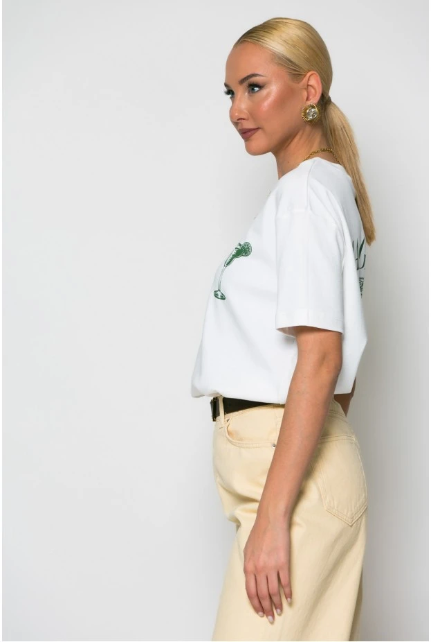 T-shirt κόντομάνικο με στάμπα margarita λευκό