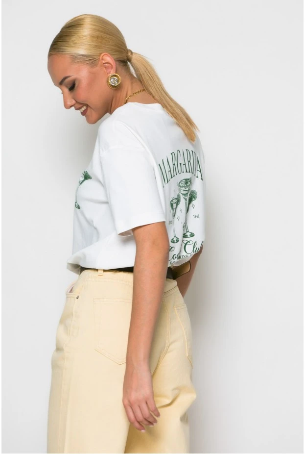 T-shirt κόντομάνικο με στάμπα margarita λευκό