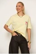 T-shirt με στάμπα dolce vita κίτρινο