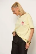 T-shirt με στάμπα dolce vita κίτρινο
