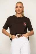 T-shirt με στάμπα dolce vita καφέ
