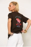 T-shirt με στάμπα dolce vita καφέ