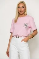 T-shirt με στάμπα eat pasta ροζ