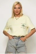 T-shirt με στάμπα eat pasta κίτρινο