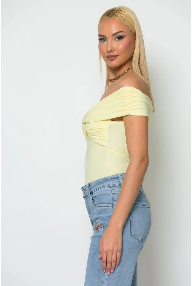 Κορμάκι off shoulder κίτρινο