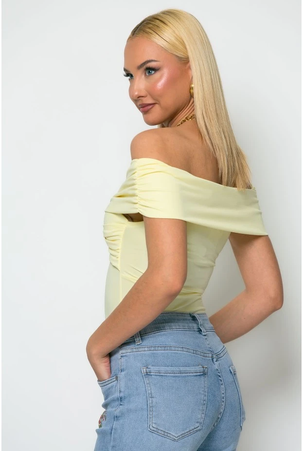 Κορμάκι off shoulder κίτρινο