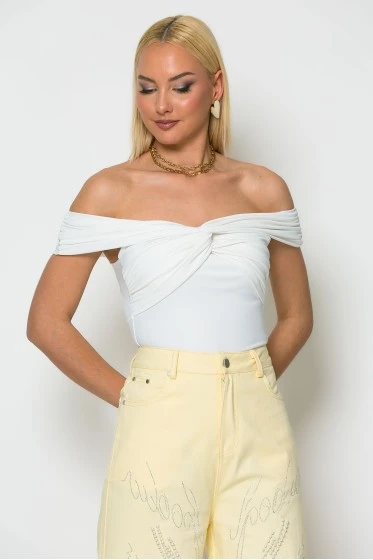 Κορμάκι off shoulder λευκό