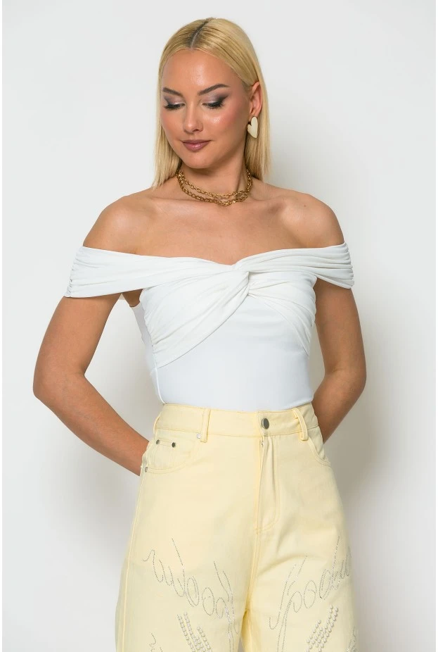 Κορμάκι off shoulder λευκό