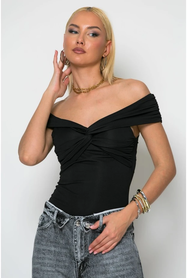 Κορμάκι off shoulder μαύρο