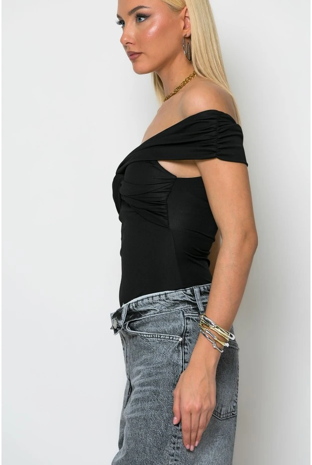 Κορμάκι off shoulder μαύρο