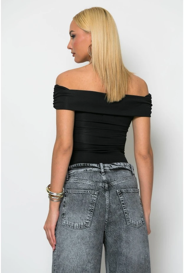 Κορμάκι off shoulder μαύρο