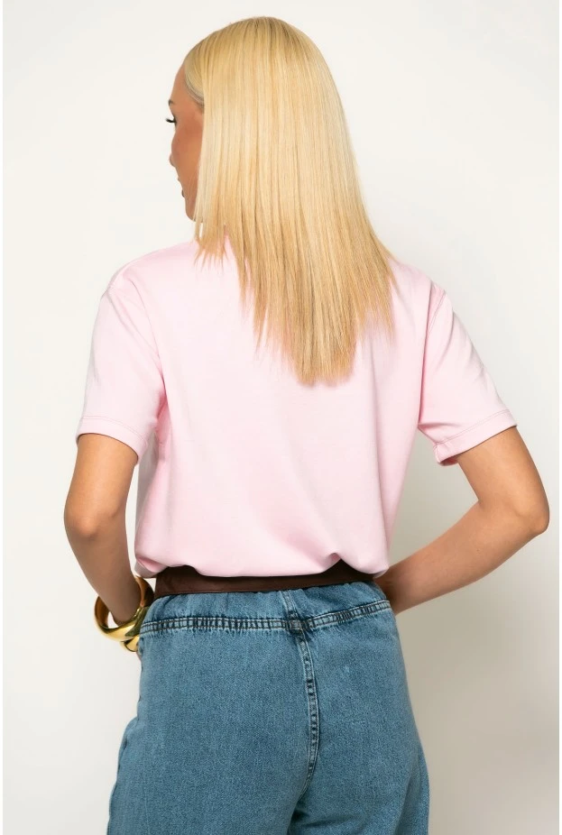 Basic κοντομάνικο t-shirt ροζ