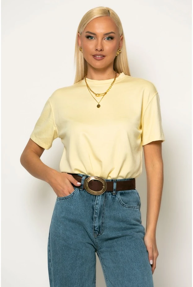 Basic κοντομάνικο t-shirt κίτρινο