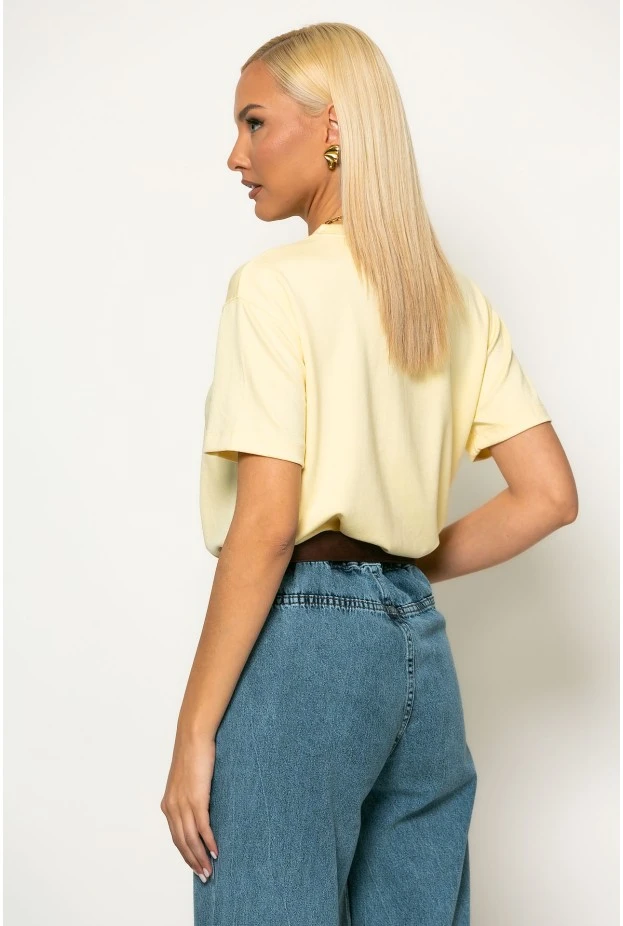 Basic κοντομάνικο t-shirt κίτρινο