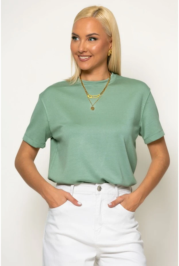 Basic κοντομάνικο t-shirt μέντα