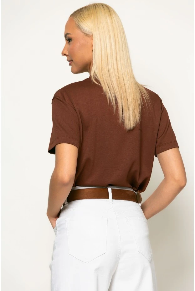 Basic κοντομάνικο t-shirt καφέ