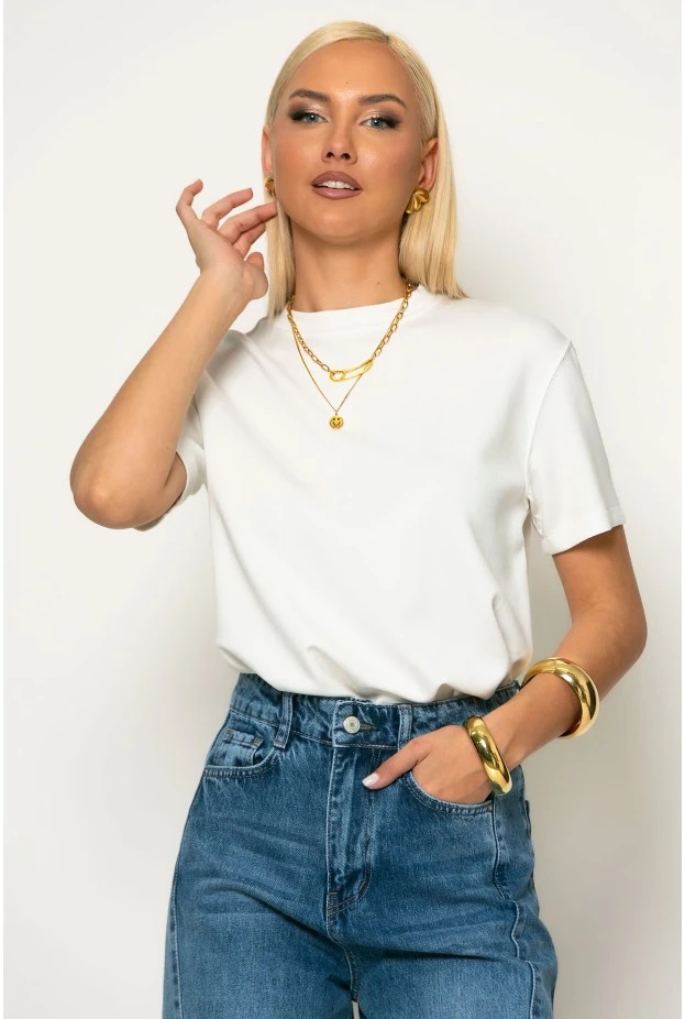Basic κοντομάνικο t-shirt λευκό