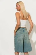Crop top ριπ με δέσιμο στο στήθος λευκό
