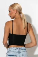 Crop top τιραντέ με strass σε σχήμα καρδιάς μαύρο Crop top τιραντέ με strass σε σχήμα καρδιάς μαύρο