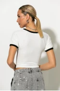 Crop top ριπ με patch casual λευκό