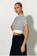 Cropped κοντομάνικο ριπ ριγέ λευκό-μπλε Cropped κοντομάνικο ριπ ριγέ λευκό-μπλε