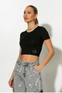 Crop top V κοντομάνικο μαύρο Crop top V κοντομάνικο μαύρο