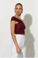 Crop top με ασύμμετρο ένα ώμο μπορντό Crop top με ασύμμετρο ένα ώμο μπορντό