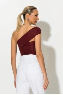 Crop top με ασύμμετρο ένα ώμο μπορντό Crop top με ασύμμετρο ένα ώμο μπορντό