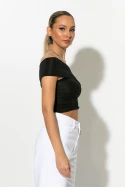 Crop top με ασύμμετρο ένα ώμο μαύρο
