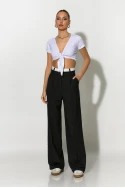 Crop top με δέσιμο μπροστά λευκό Crop top με δέσιμο μπροστά λευκό