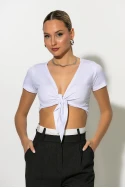 Crop top με δέσιμο μπροστά λευκό Crop top με δέσιμο μπροστά λευκό