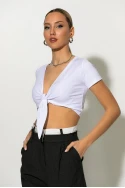 Crop top με δέσιμο μπροστά λευκό Crop top με δέσιμο μπροστά λευκό