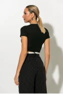 Crop top με δέσιμο μπροστά μαύρο Crop top με δέσιμο μπροστά μαύρο