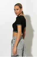 Cropped κοντομάνικο ριπ με ρίγες μαύρο Cropped κοντομάνικο ριπ με ρίγες μαύρο