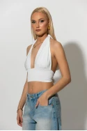 Halter crop top λευκό
