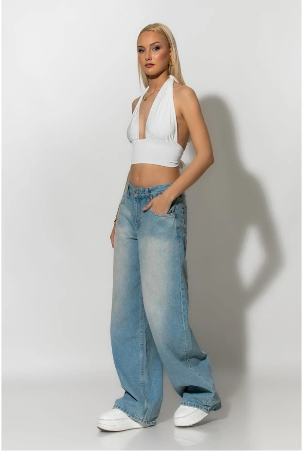 Halter crop top λευκό