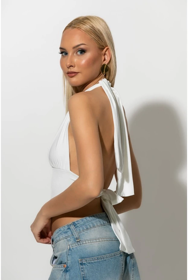 Halter crop top λευκό
