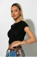 Ριπ crop top με φερμουάρ μαύρο Ριπ crop top με φερμουάρ μαύρο